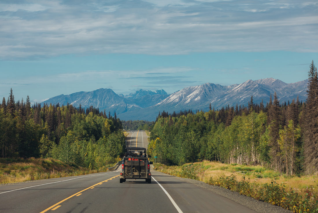On the road to Denali National Park, Alaska, USA